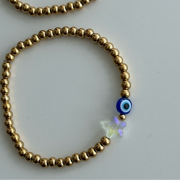 Stainless Steel Gold Beaded Bracelet Set - Picture 5 of 7